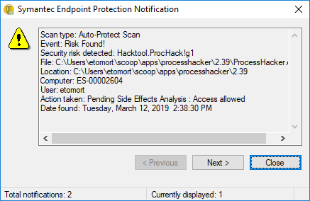 Process hacker access denied windows 10